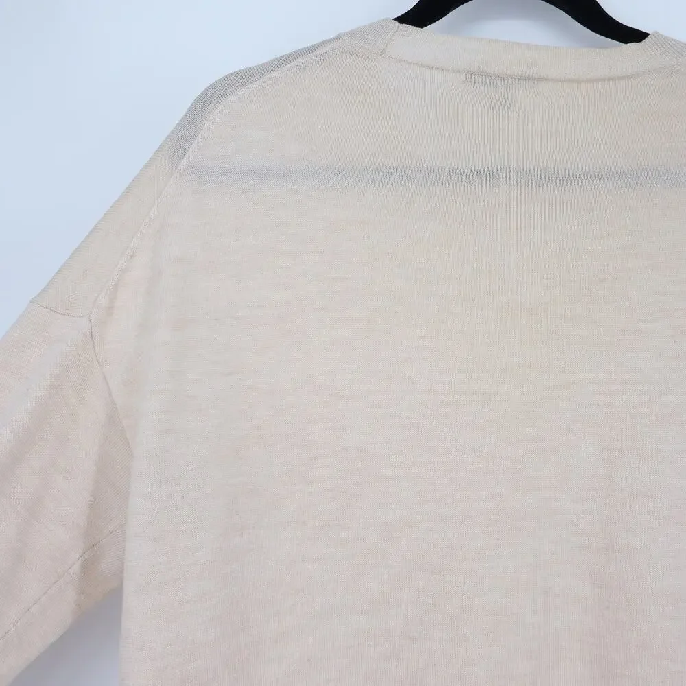 J. CREW Lightweight Wool Sweater Beige Pullover Crewneck Long Sleeve Women's L